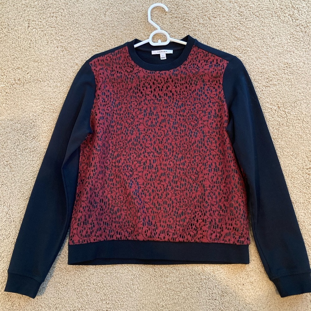 Carven red and black size small sweater EUC